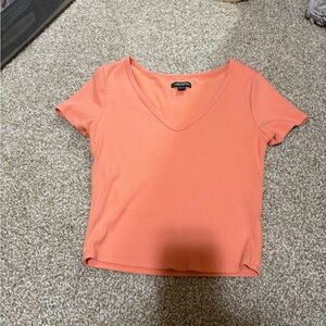 Wild Fable Coral V-Neck Ribbed Tee